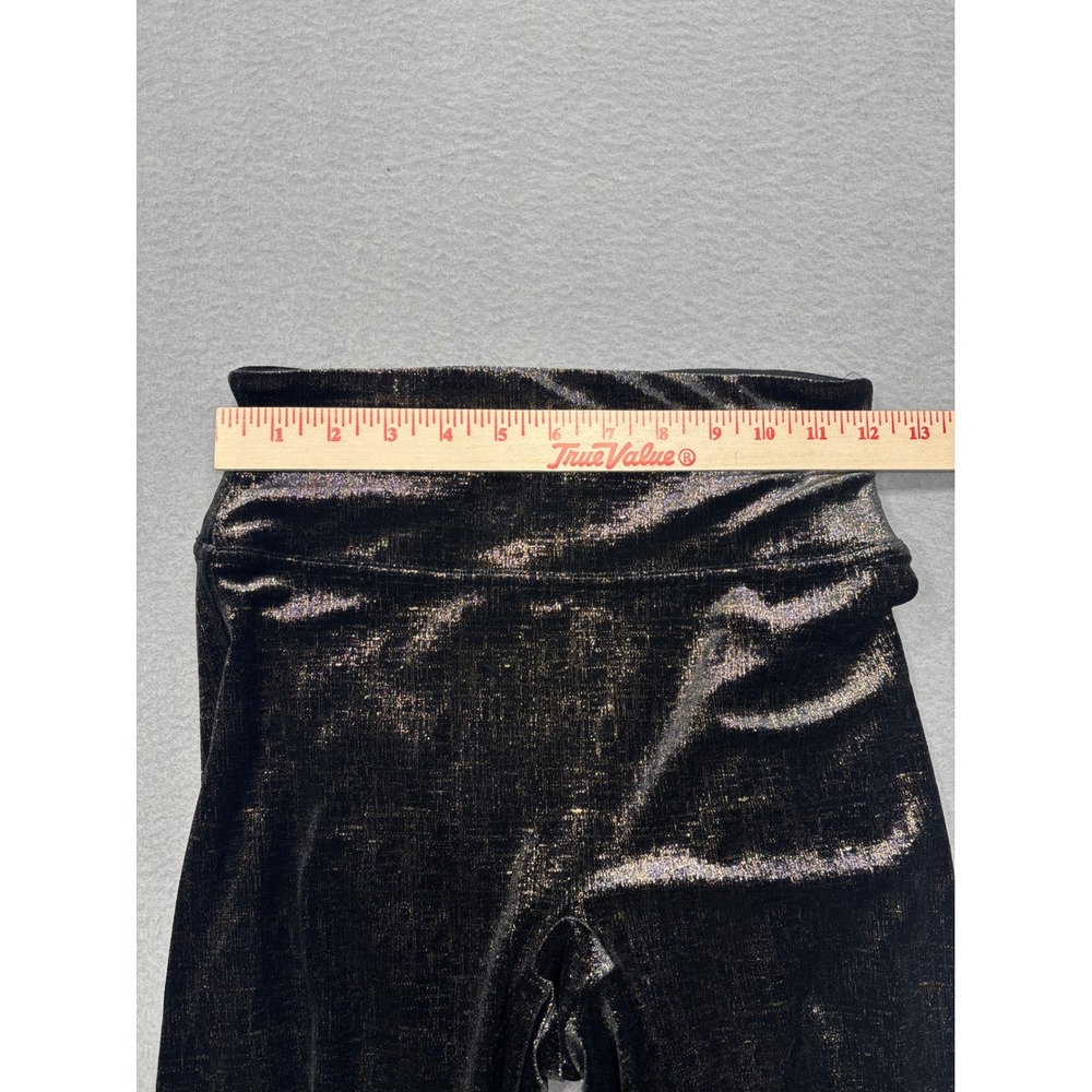 SPANX Shape Small Velvet Black Gold Metallic Textured High Waist Leggings Shine - Picture 12 of 14